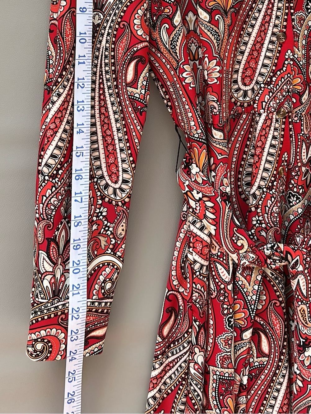 Jude Connally Red Paisley Long-Sleeve Shirt Dress XL NWT - Picture 9 of 11